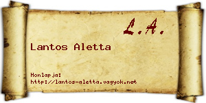 Lantos Aletta névjegykártya
